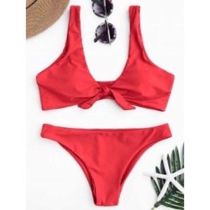 Zaful Red Knotted Full Bikini BRAND NEW! Sz S